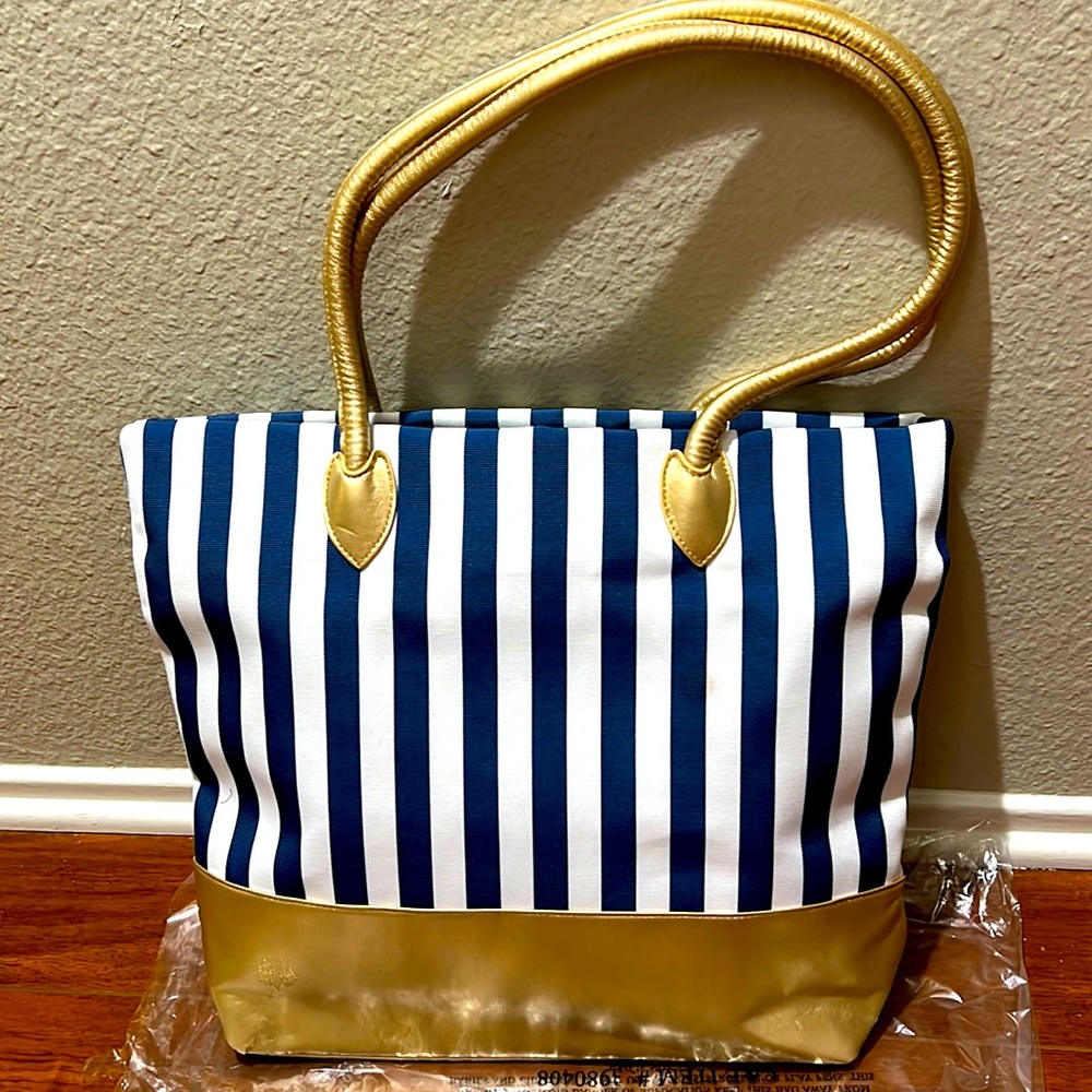Crabtree and Evelyn London Tote Bag Sailor Gold Canvas 14x18x4